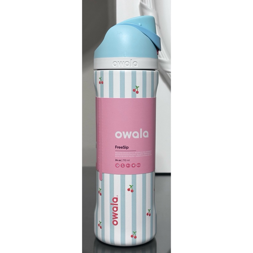 OWALA SPECIAL EDITION FreeSip 24oz Water‎ Bottle, PILLOW FIGHT CHERRIES